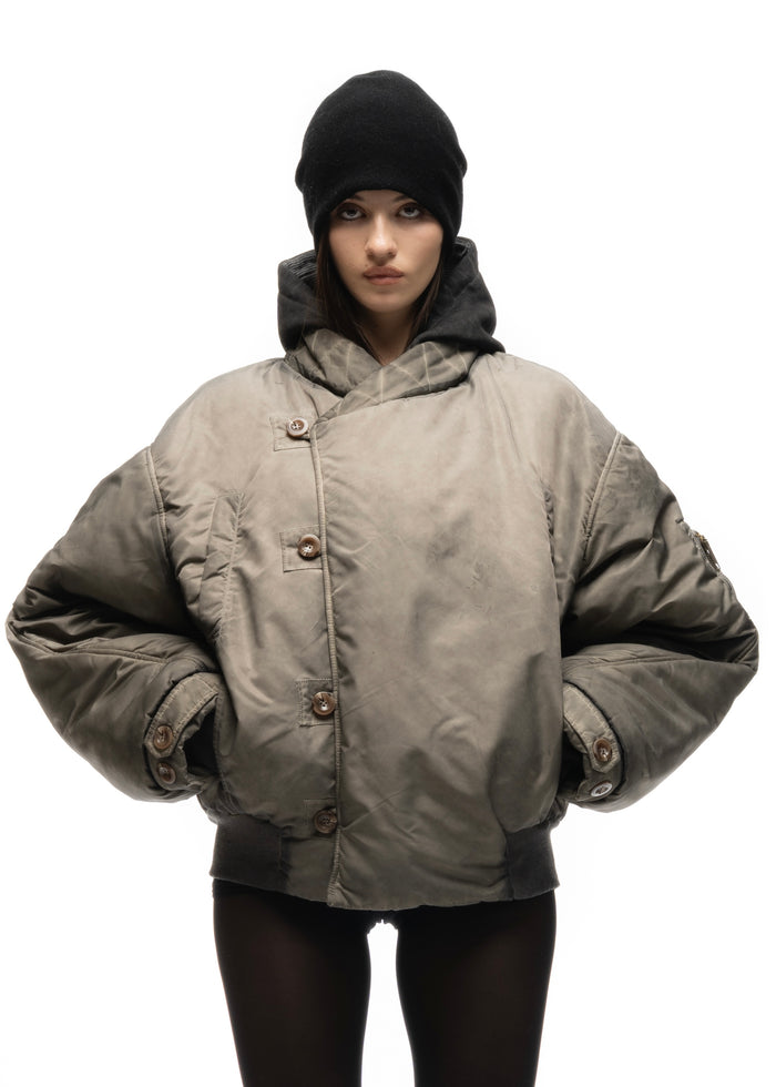 FENCING WAFFLE BOMBER JACKET USED BEIGE FEMALE