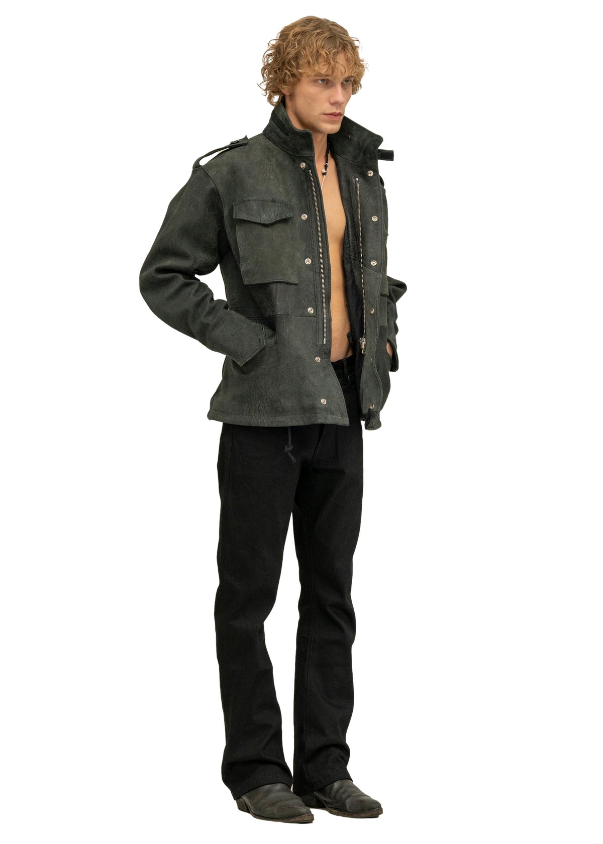 LEATHER FIELD PARKA BLACK