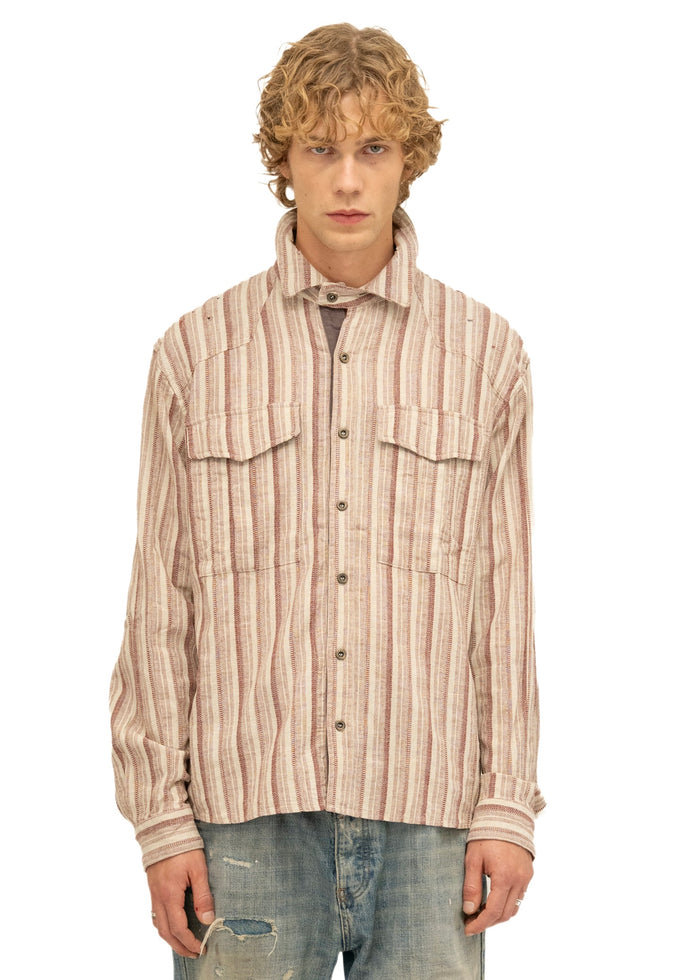 REWORKED STRIPE SHIRT RED
