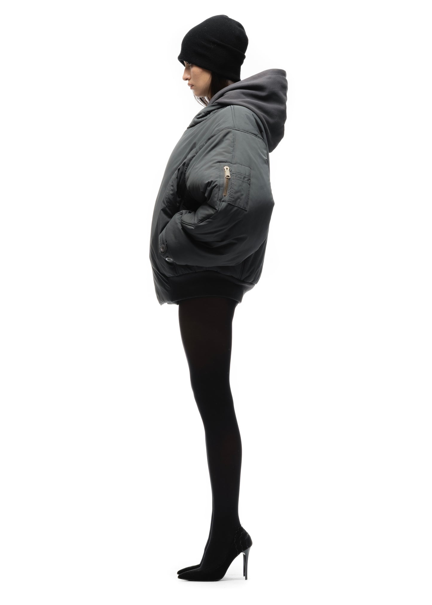 FENCING WAFFLE BOMBER JACKET COLD GREY FEMALE