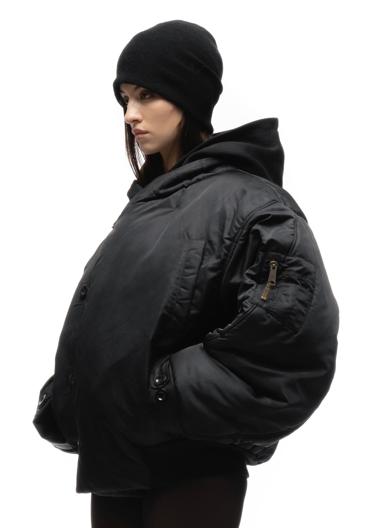 FENCING WAFFLE BOMBER JACKET BLACK FEMALE