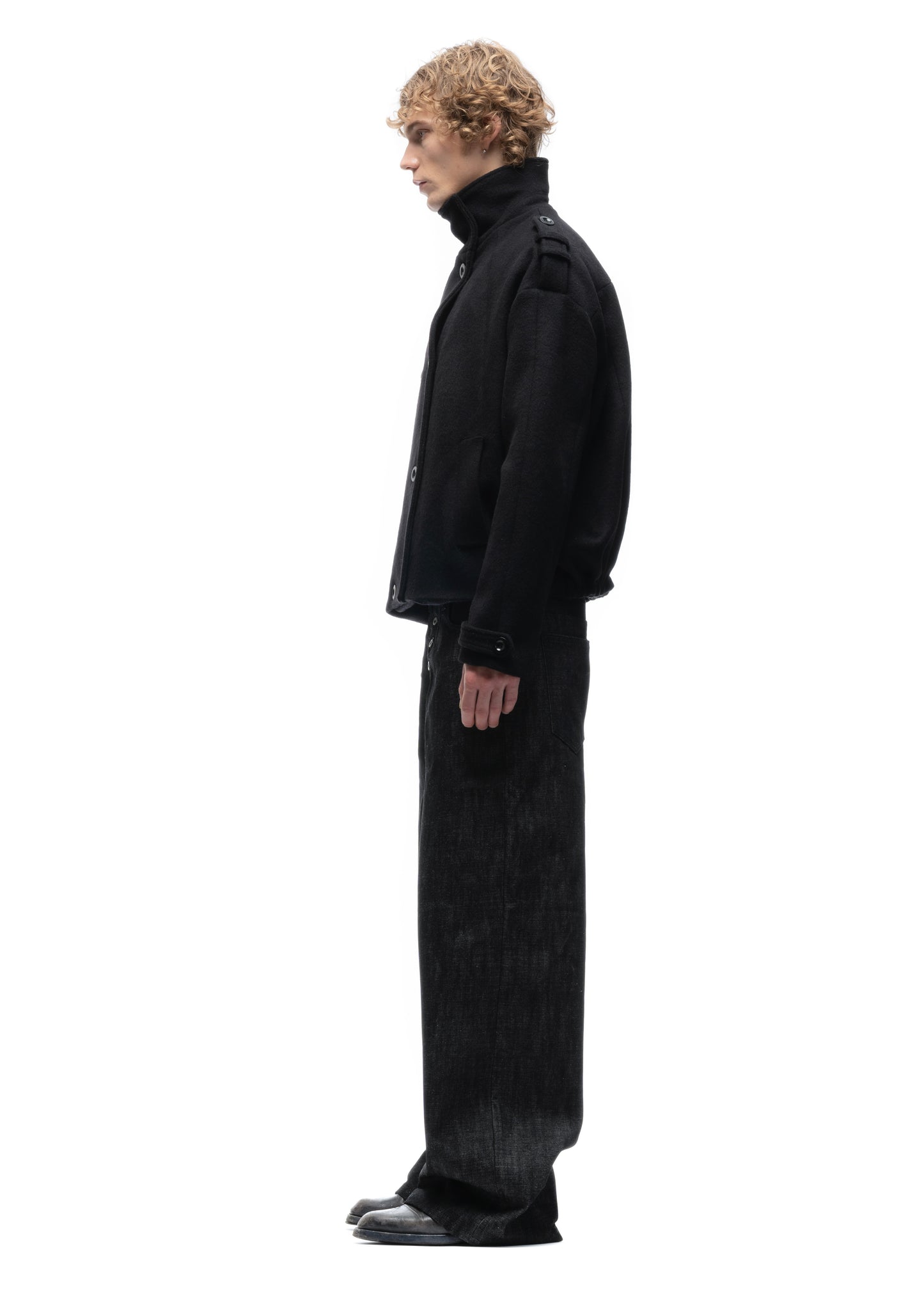 BUTTON UP MARINE JACKET BLACK