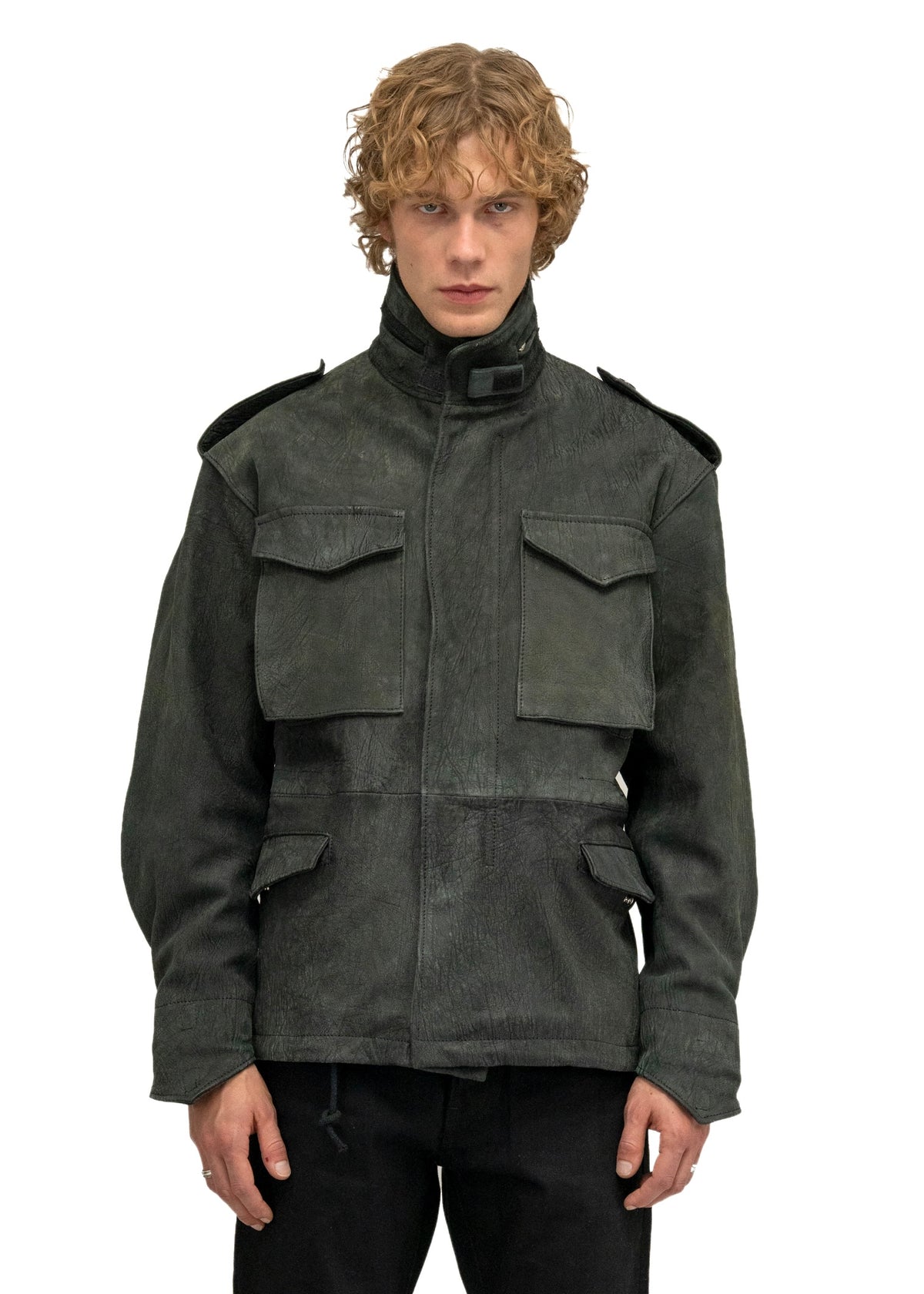 LEATHER FIELD PARKA BLACK