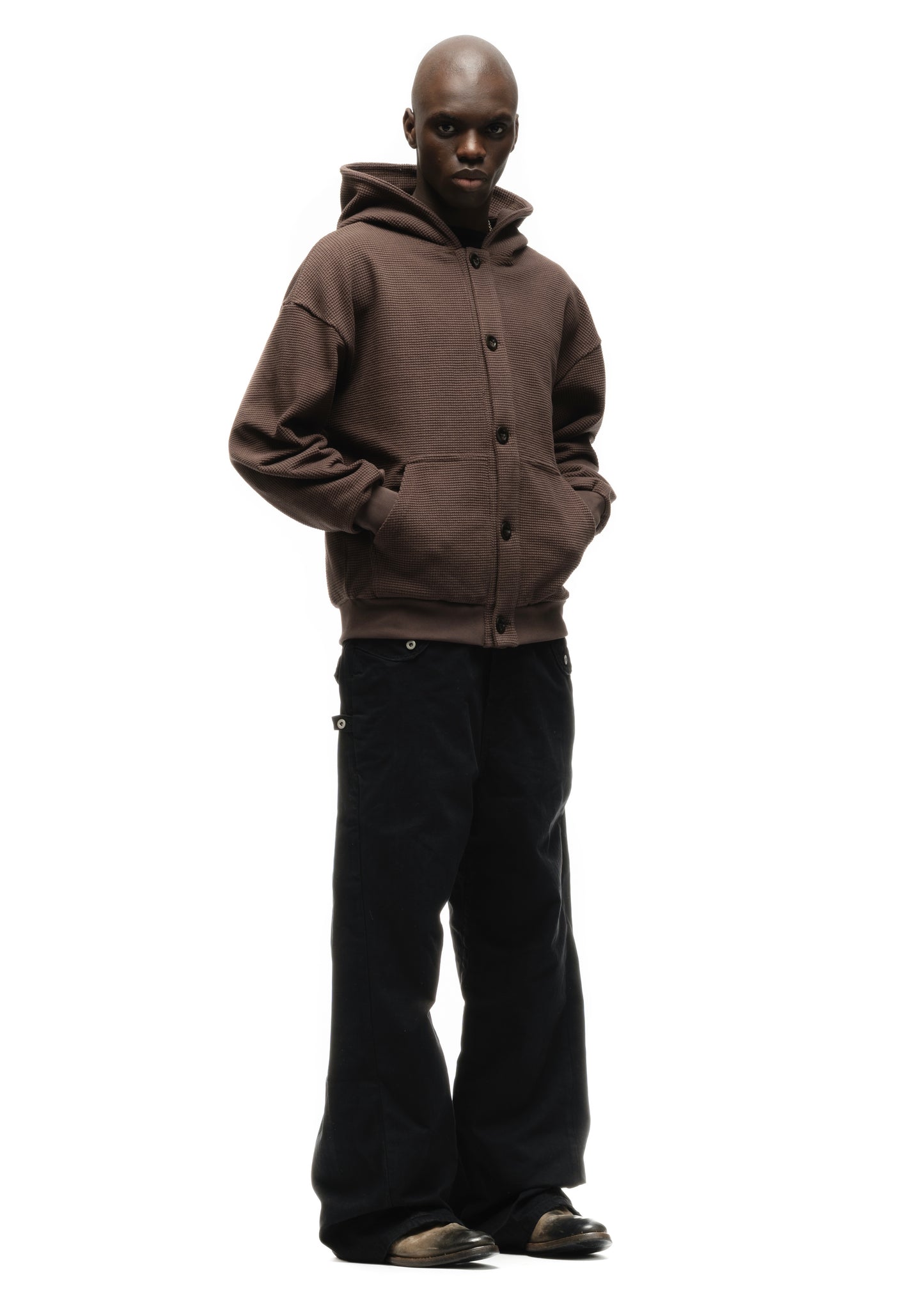 BUTTON KNIT COTTON JACKET WASHED OUT BROWN