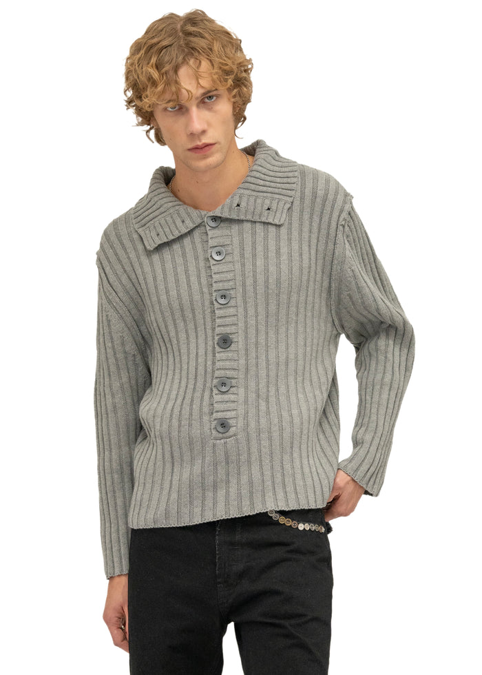 BUTTON LINE KNIT JUMPER GREY