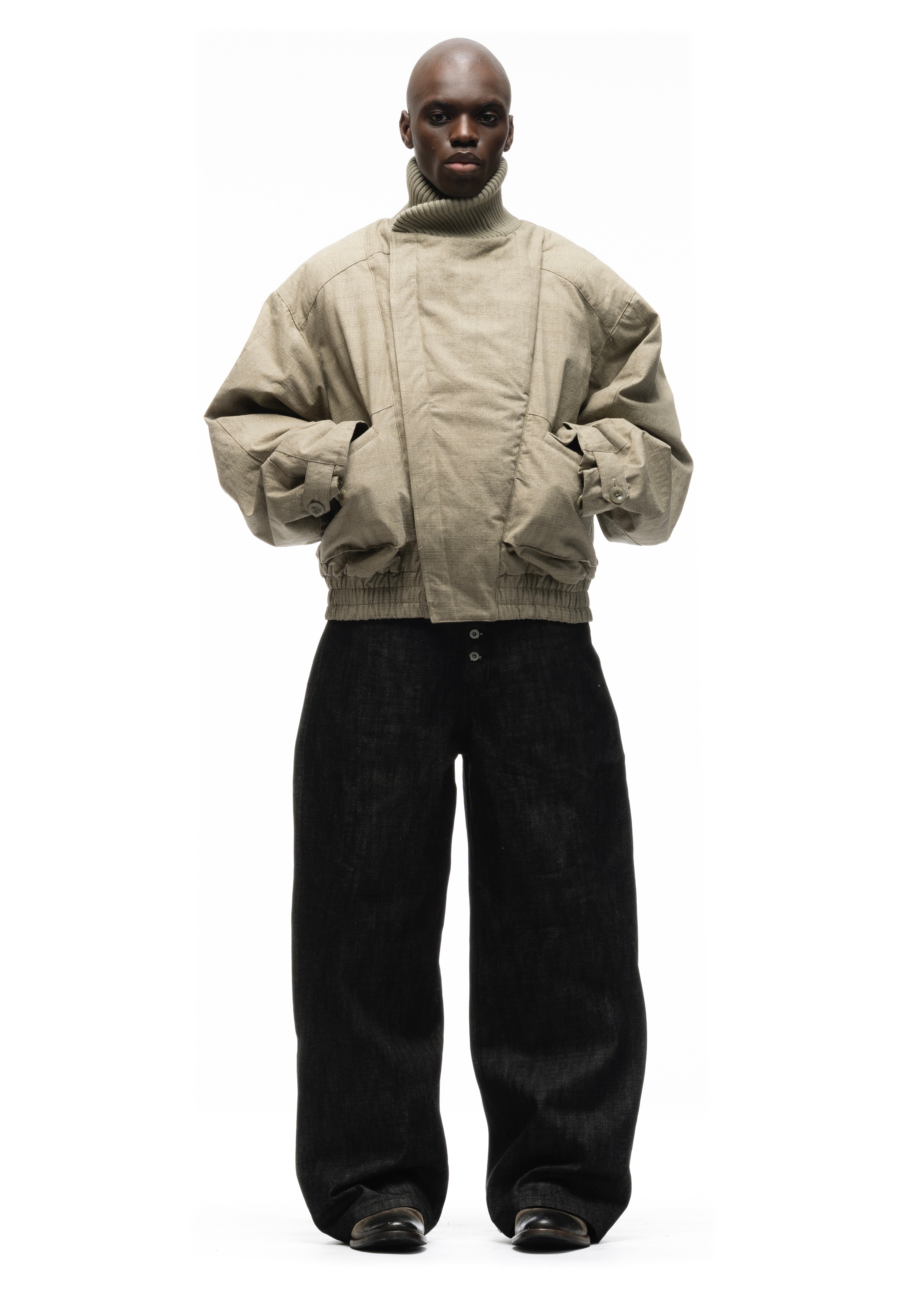 JAPANESE FLIGHT PADDED BOMBER JACKET CONCRETE BEIGE – NO/FAITH STUDIOS