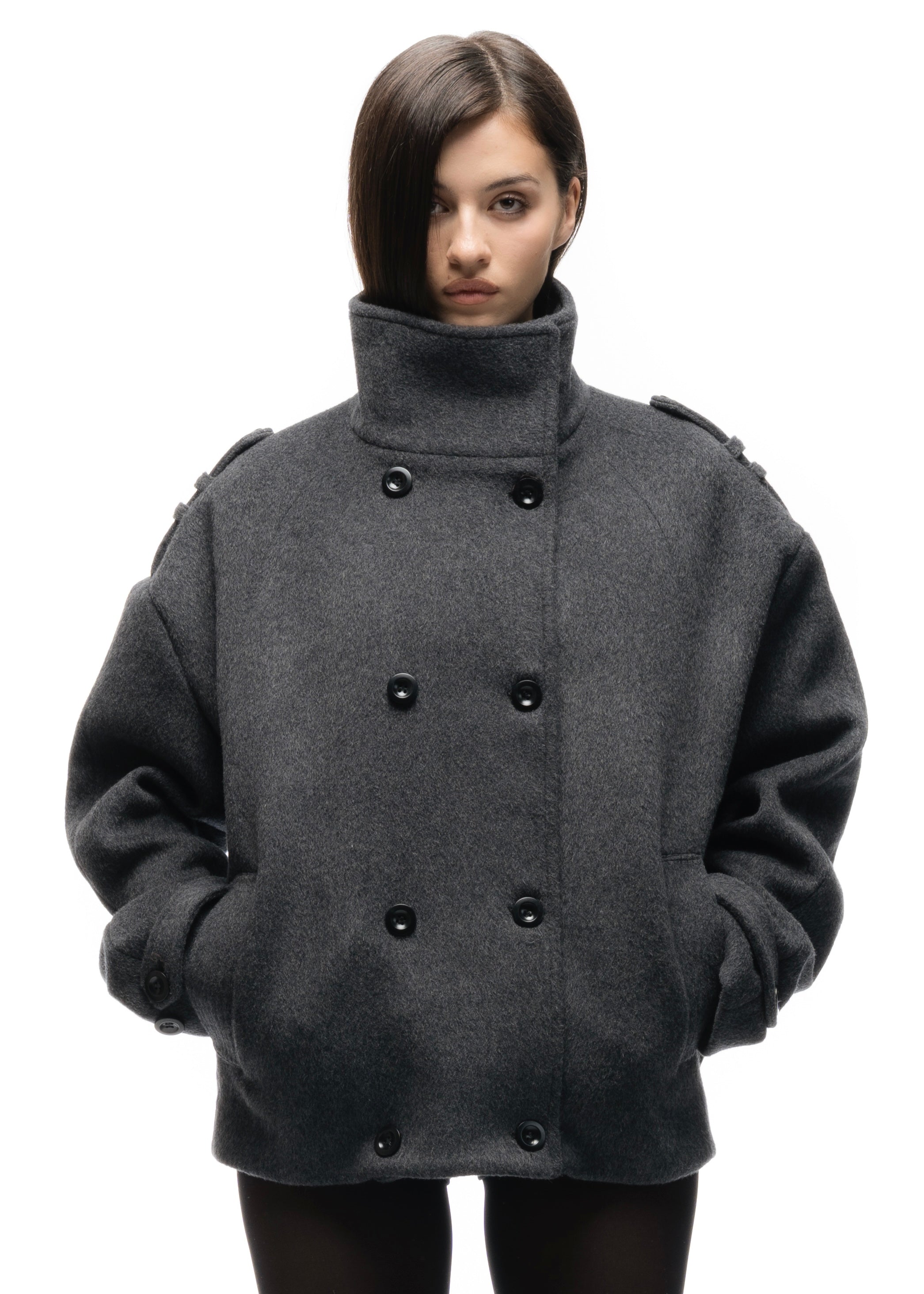 BUTTON UP MARINE JACKET GREY FEMALE – NO/FAITH STUDIOS