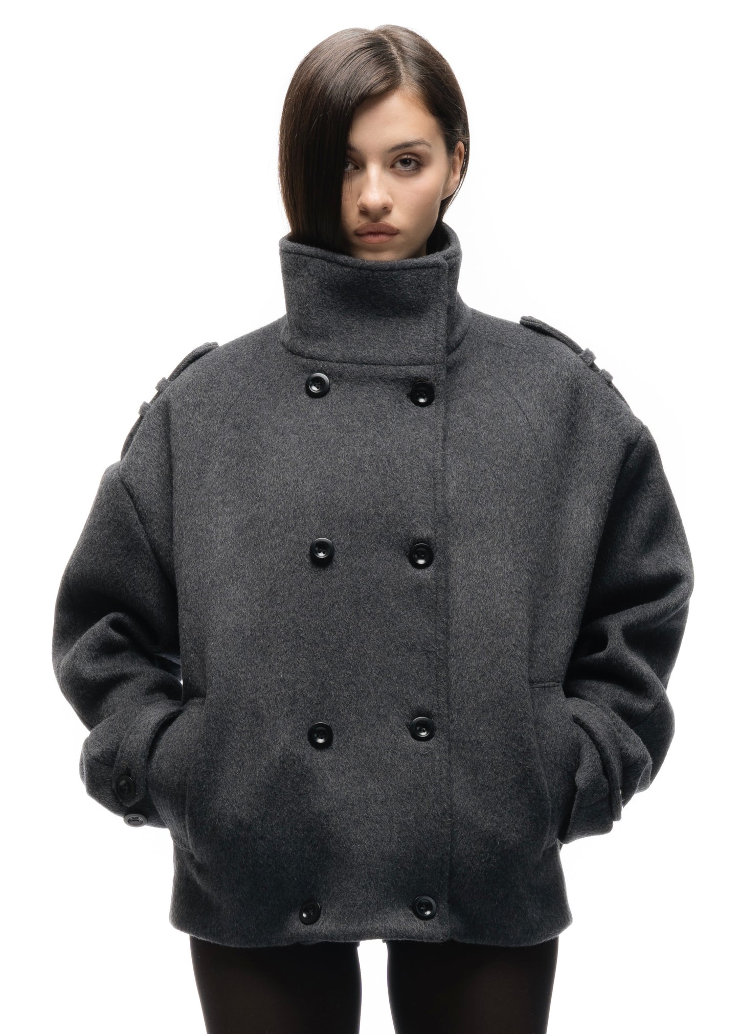 BUTTON UP MARINE JACKET GREY FEMALE