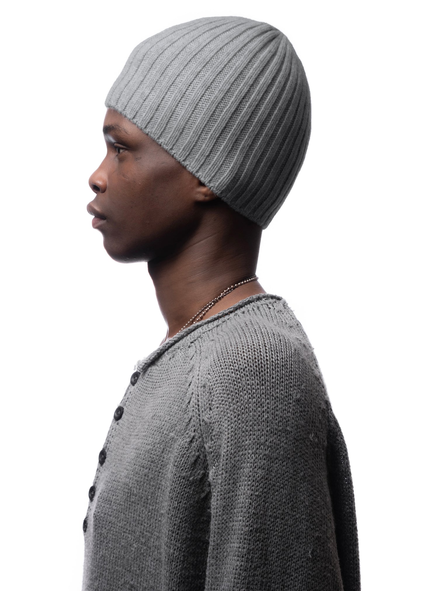 RIBBED WOOL BEANIE DARK GREY