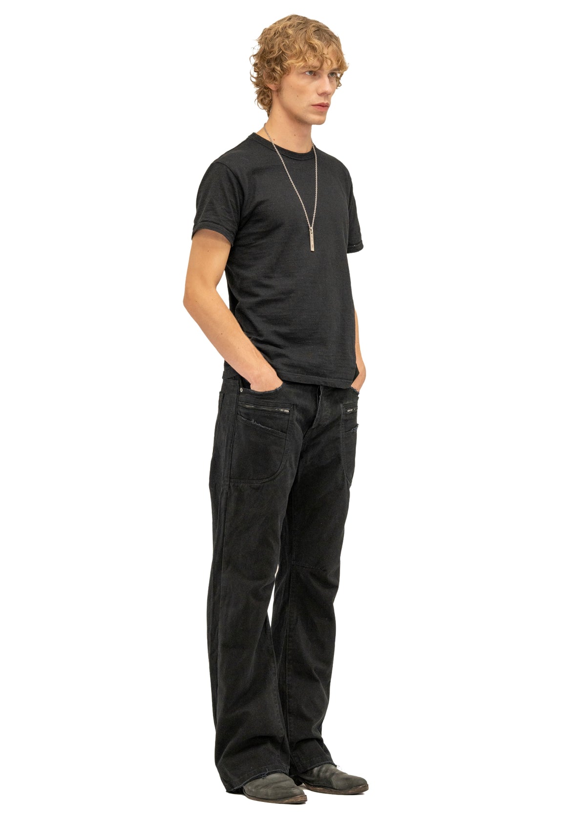 FRAYED BOOTCUT DENIM BLACK
