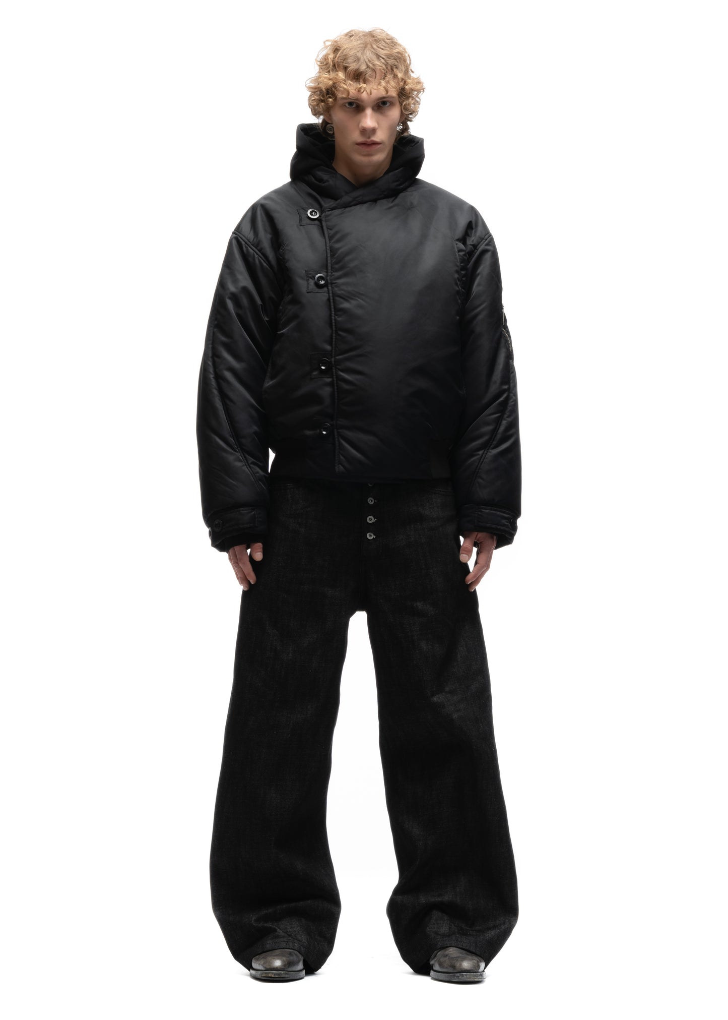 FENCING WAFFLE BOMBER JACKET BLACK