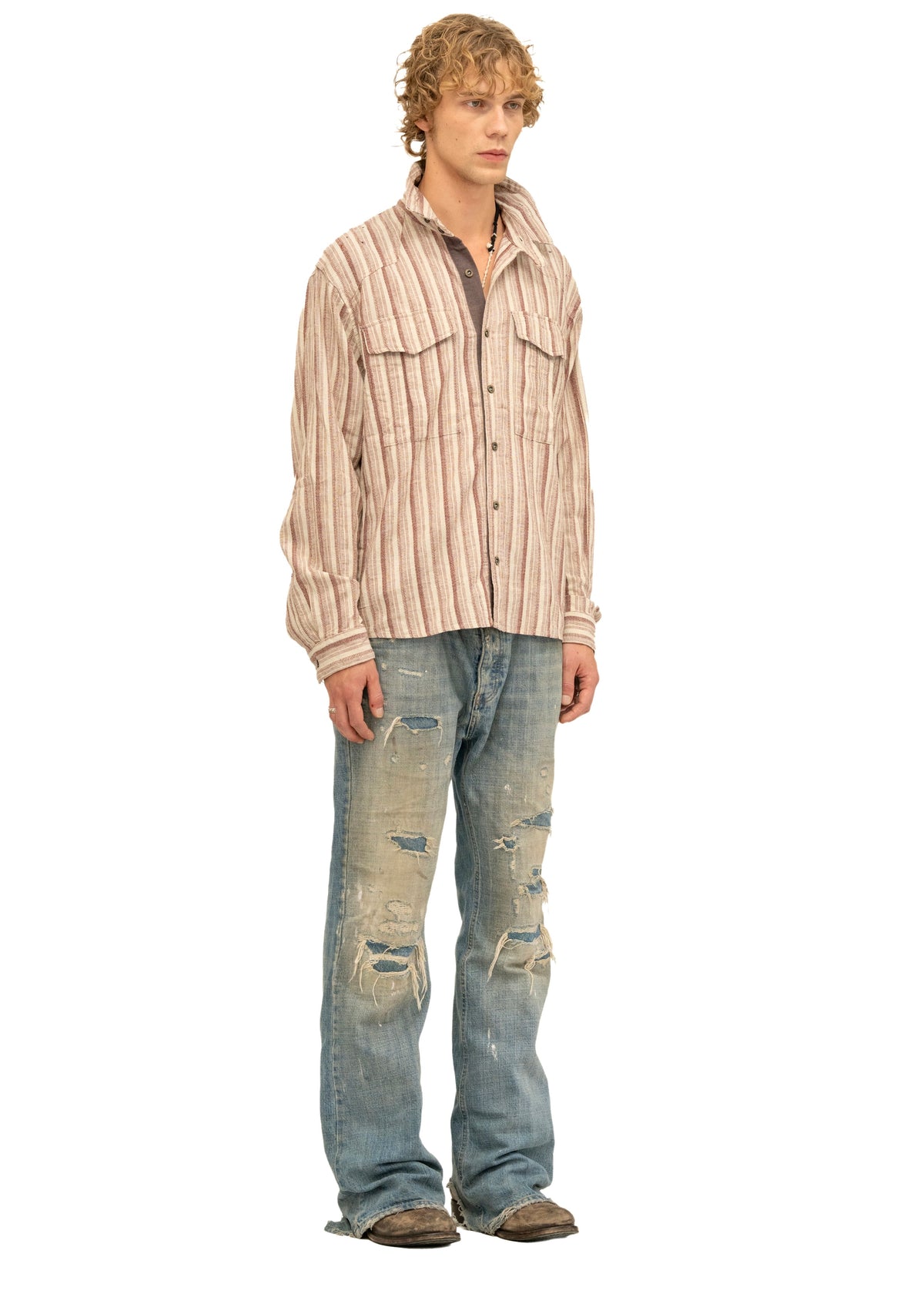 REWORKED STRIPE SHIRT RED