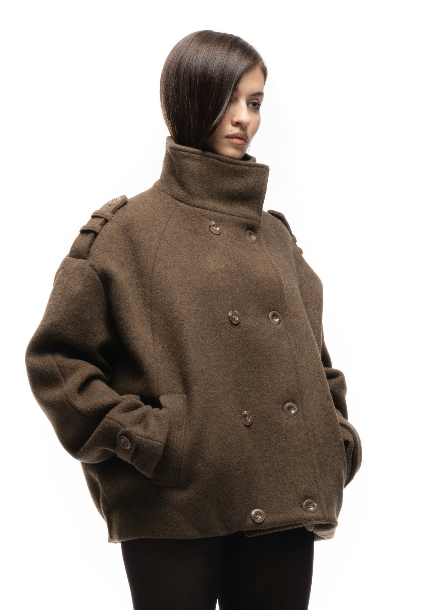 BUTTON UP MARINE JACKET GREEN FEMALE