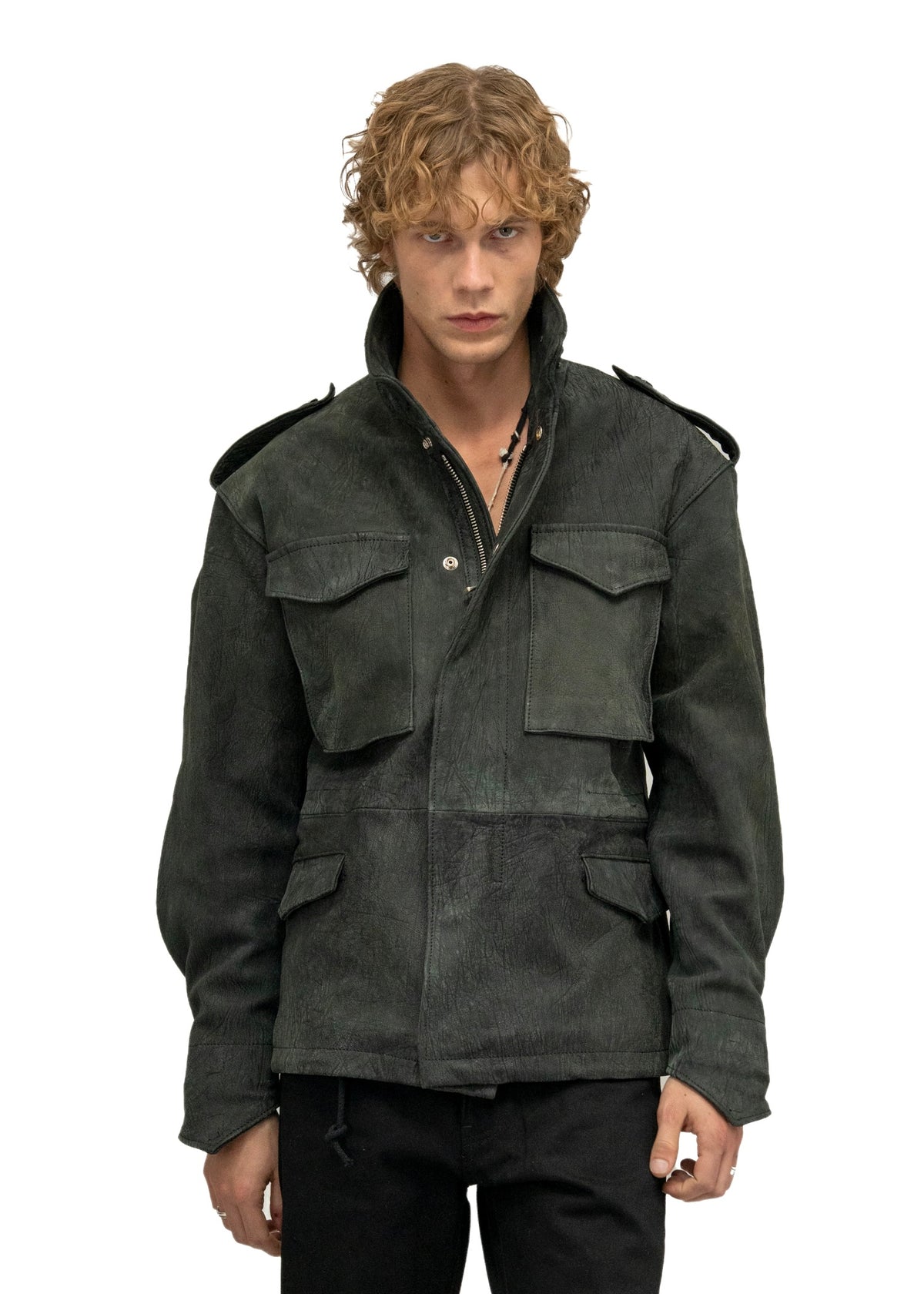 LEATHER FIELD PARKA BLACK