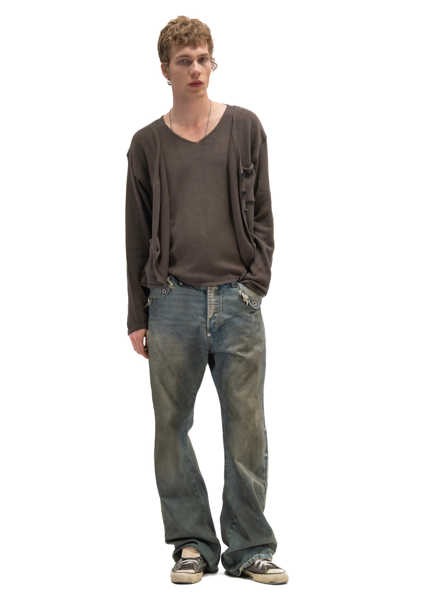 DOUBLE LAYERED KNIT CARDIGAN