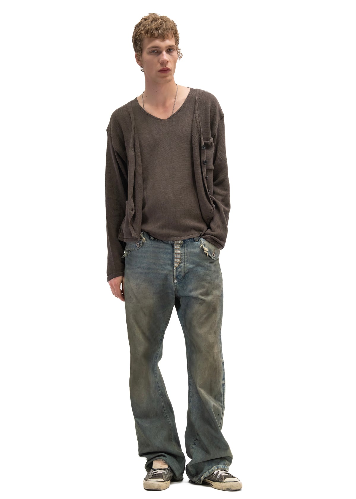 DOUBLE LAYERED KNIT CARDIGAN