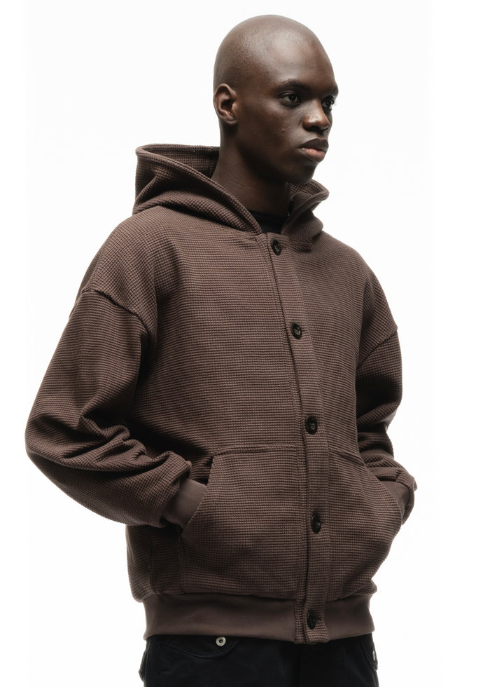 BUTTON KNIT COTTON JACKET WASHED OUT BROWN