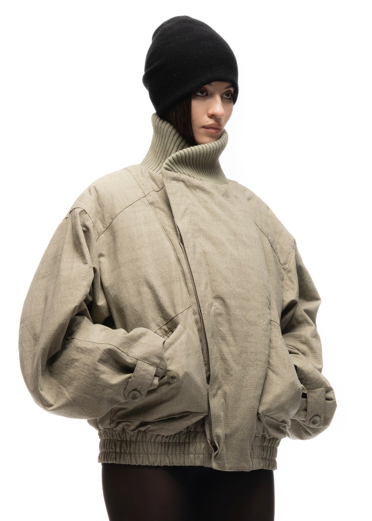 JAPANESE FLIGHT PADDED BOMBER JACKET CONCRETE BEIGE FEMALE