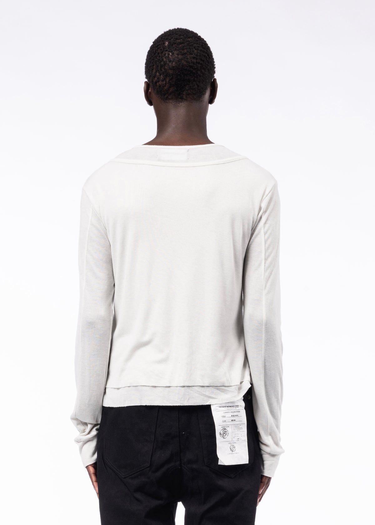 DOUBLE-LAYERED BUTTON ORGANIC COTTON LONGSLEEVE WHITE