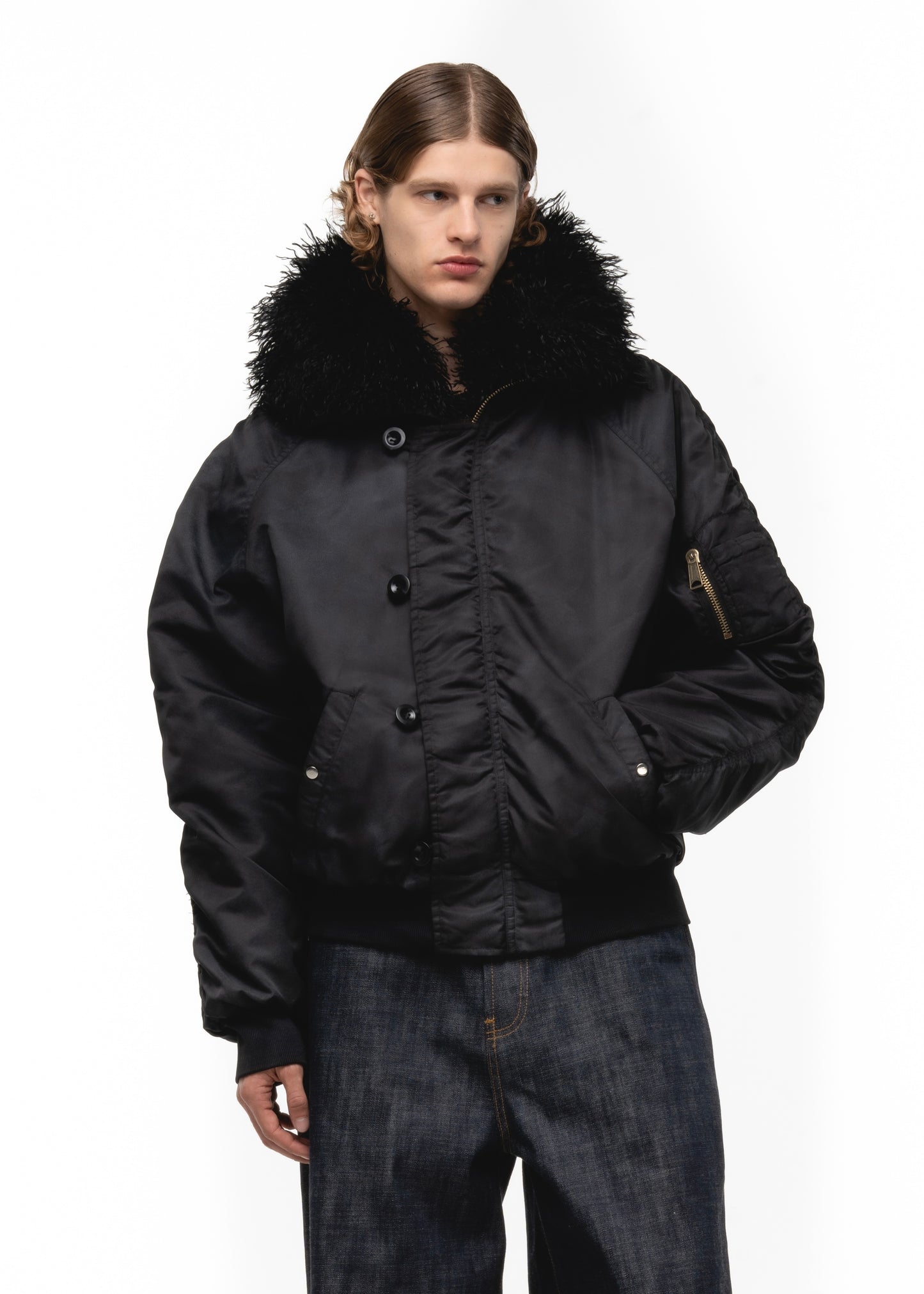 ASTRO FUR BOMBER JACKET BLACK