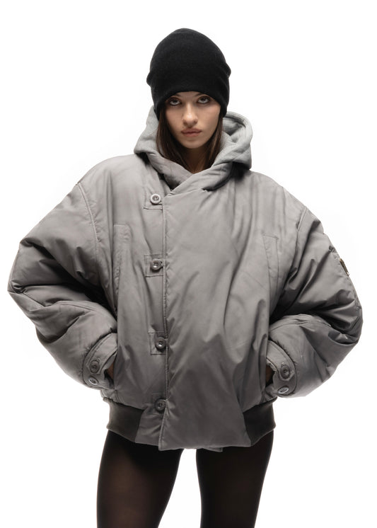 FENCING WAFFLE BOMBER JACKET GREY FEMALE