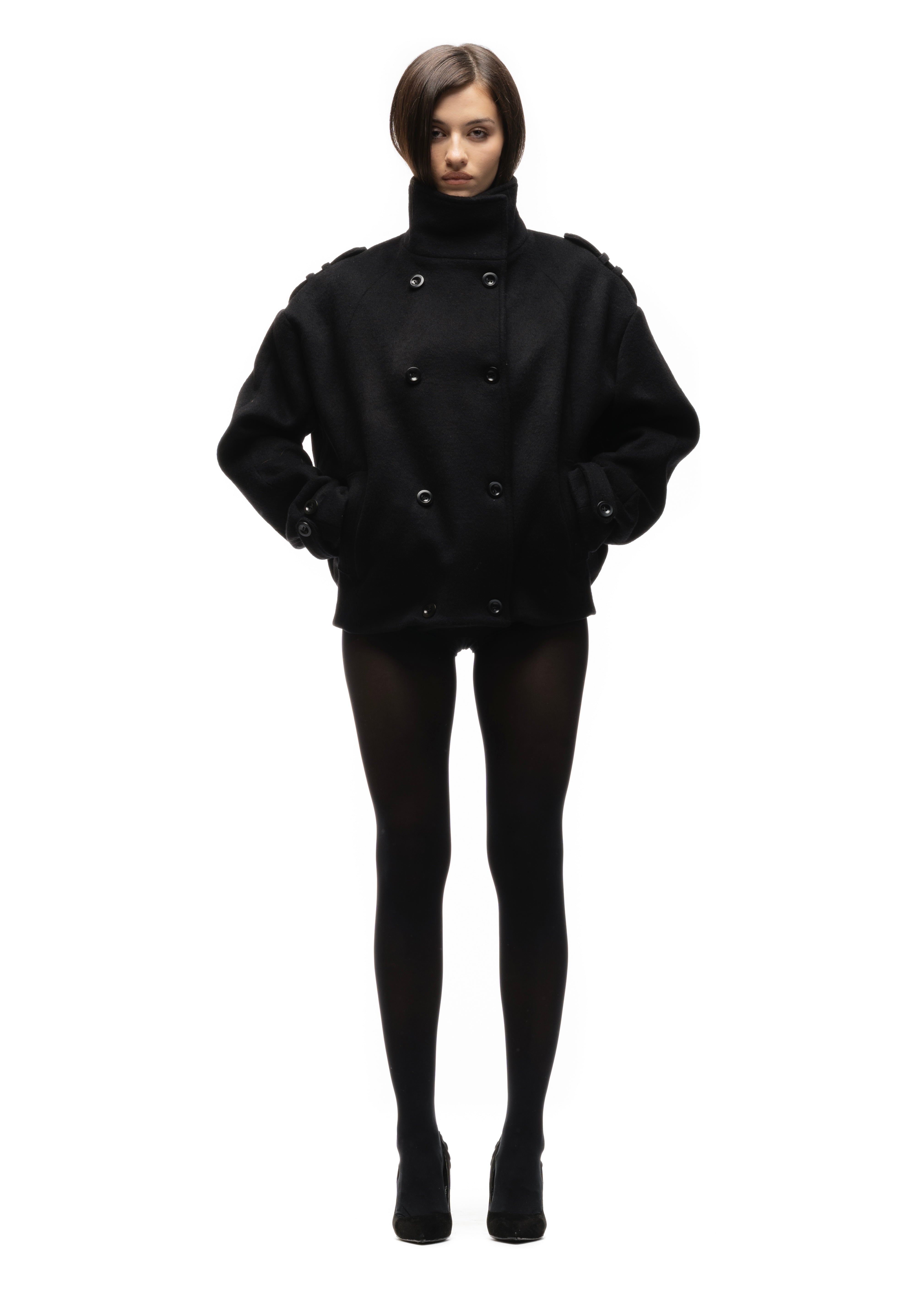BUTTON UP MARINE JACKET BLACK FEMALE – NO/FAITH STUDIOS