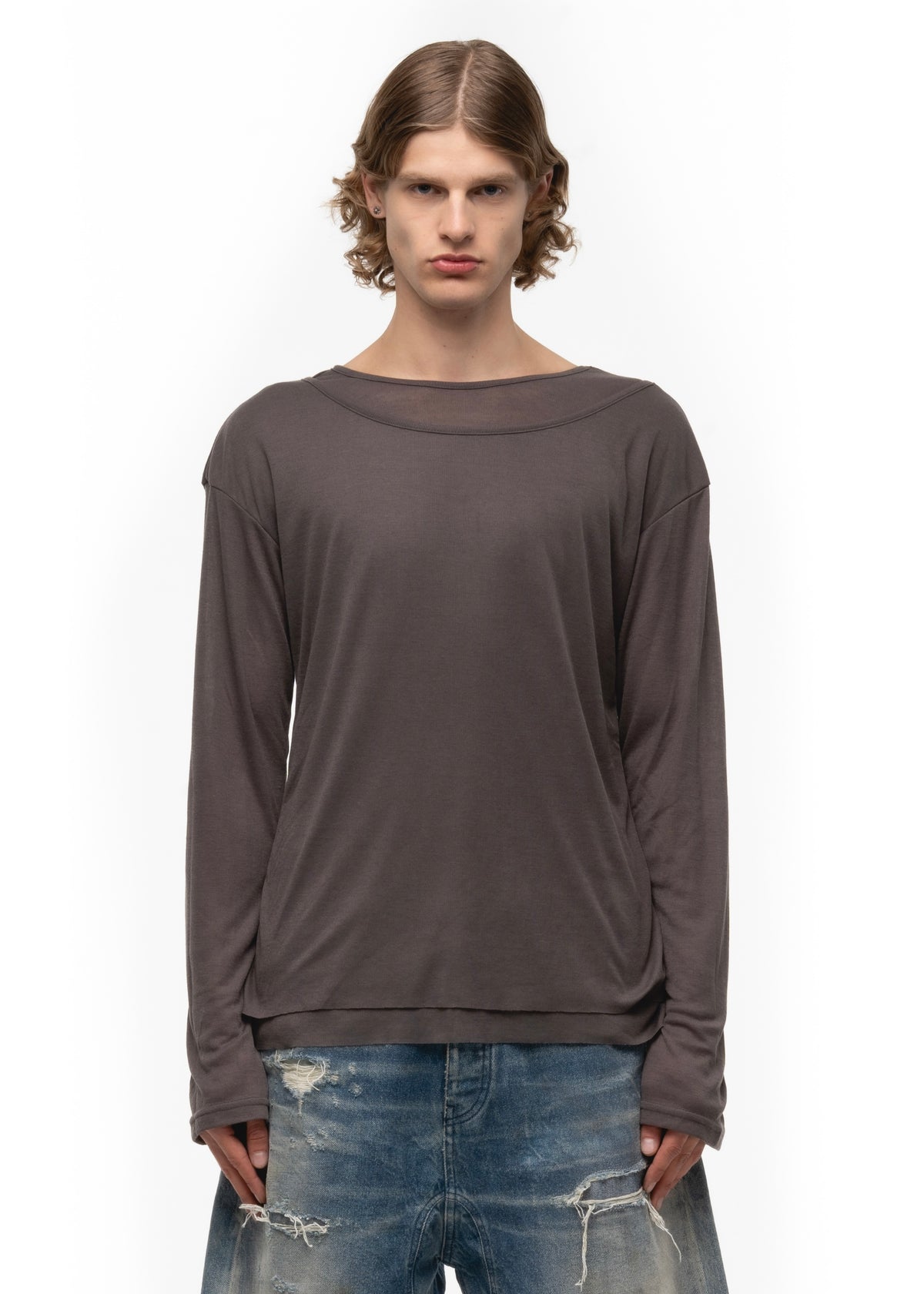 DOUBLE-LAYERED BURGUNDY LONGSLEEVE – NO/FAITH STUDIOS