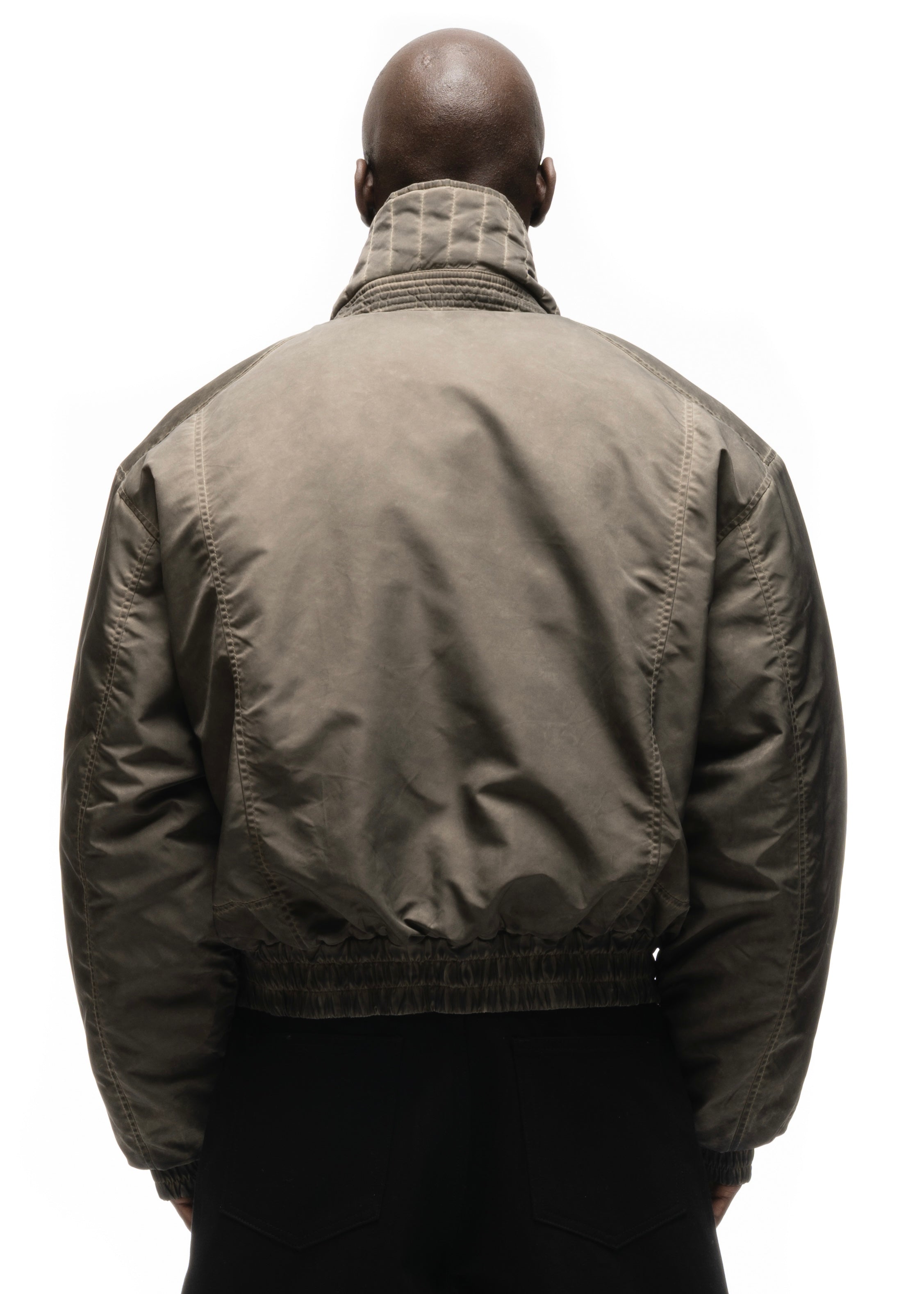 ASYMMETRICAL ZIP BOMBER JACKET USED BEIGE – NO/FAITH STUDIOS