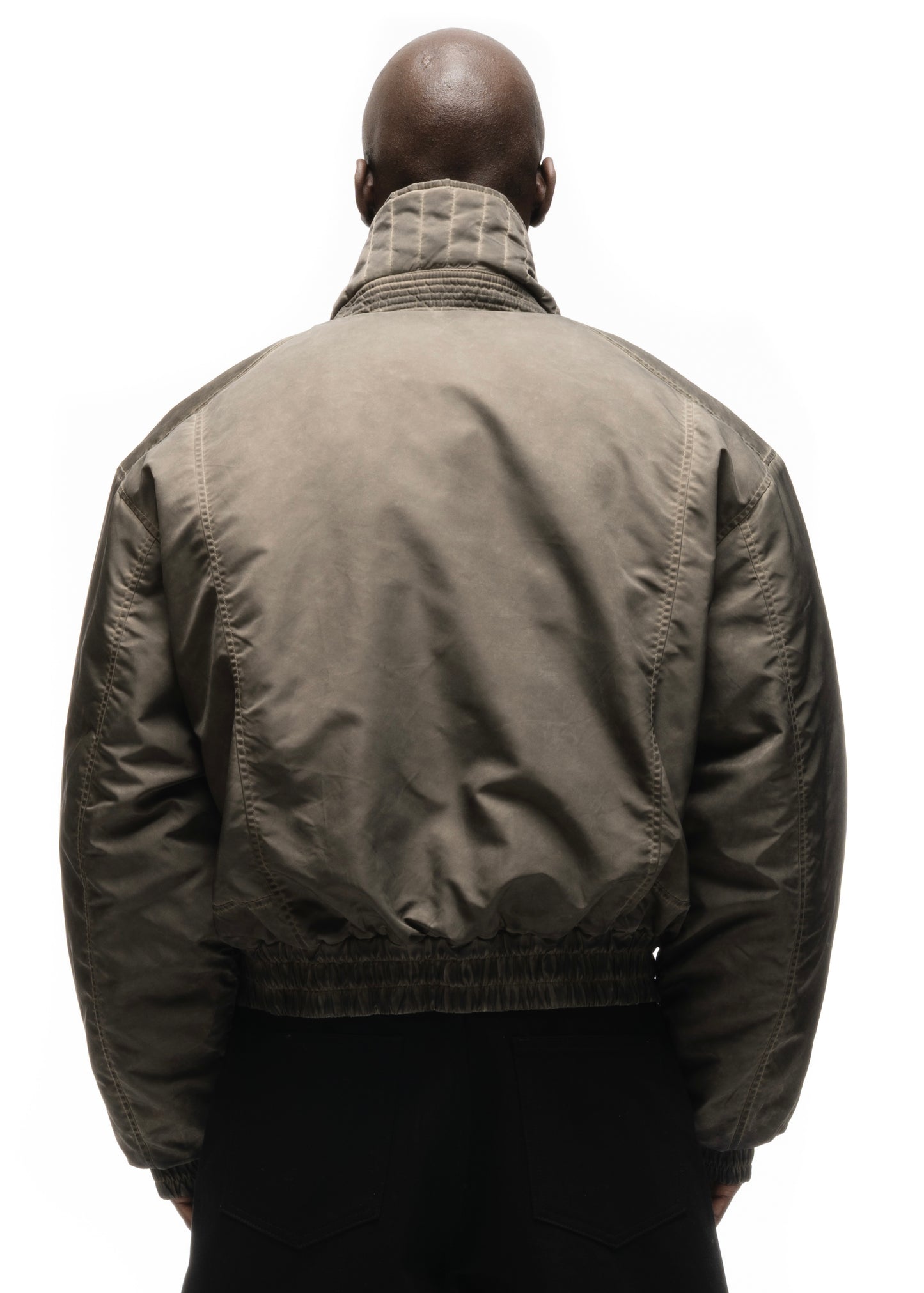 ASYMMETRICAL ZIP BOMBER JACKET USED BEIGE