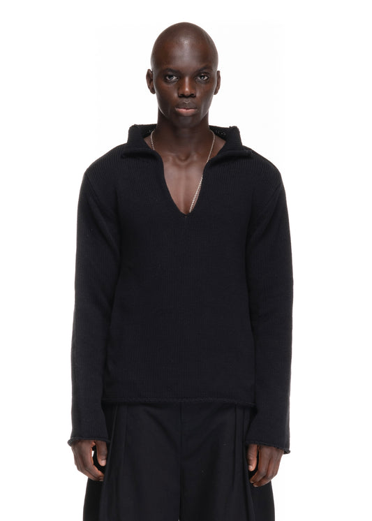 V KNIT SWEATER BLACK