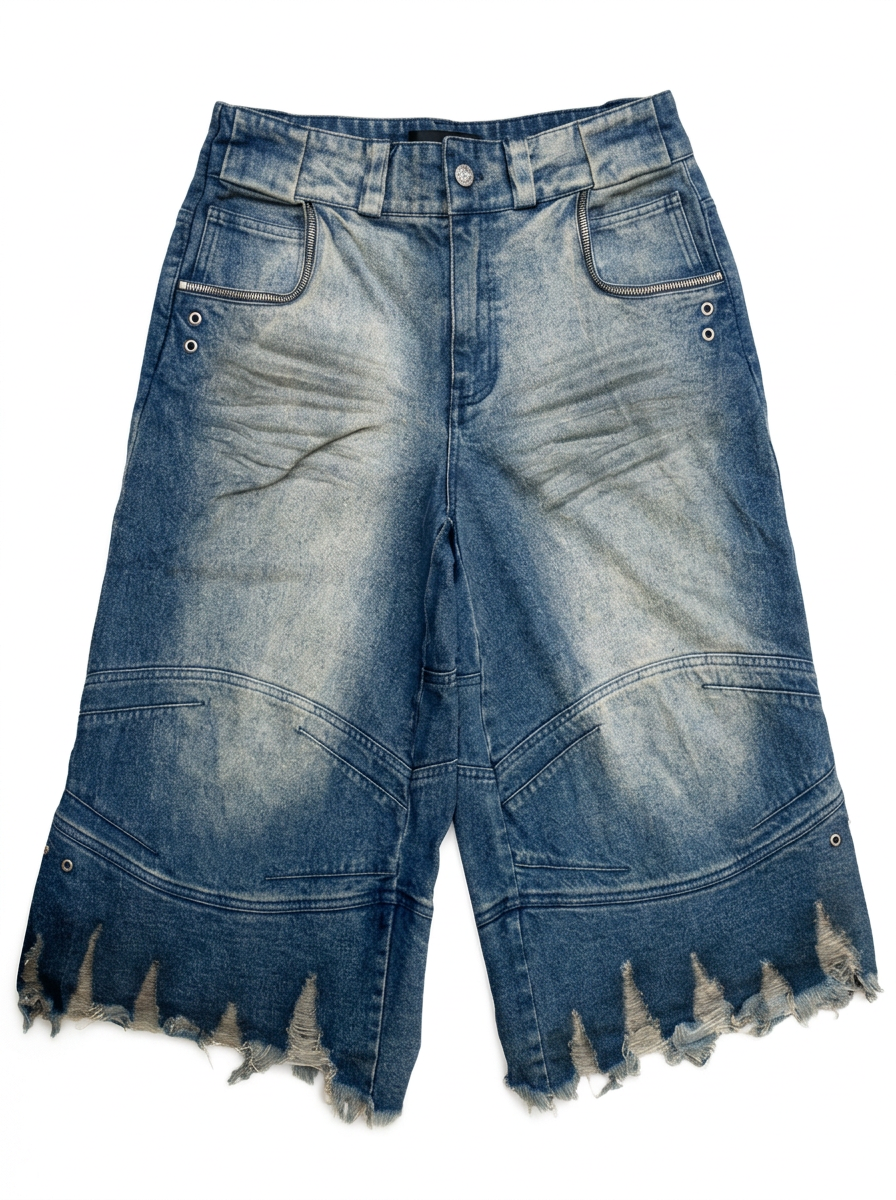 LAYERED DENIM SHORTS