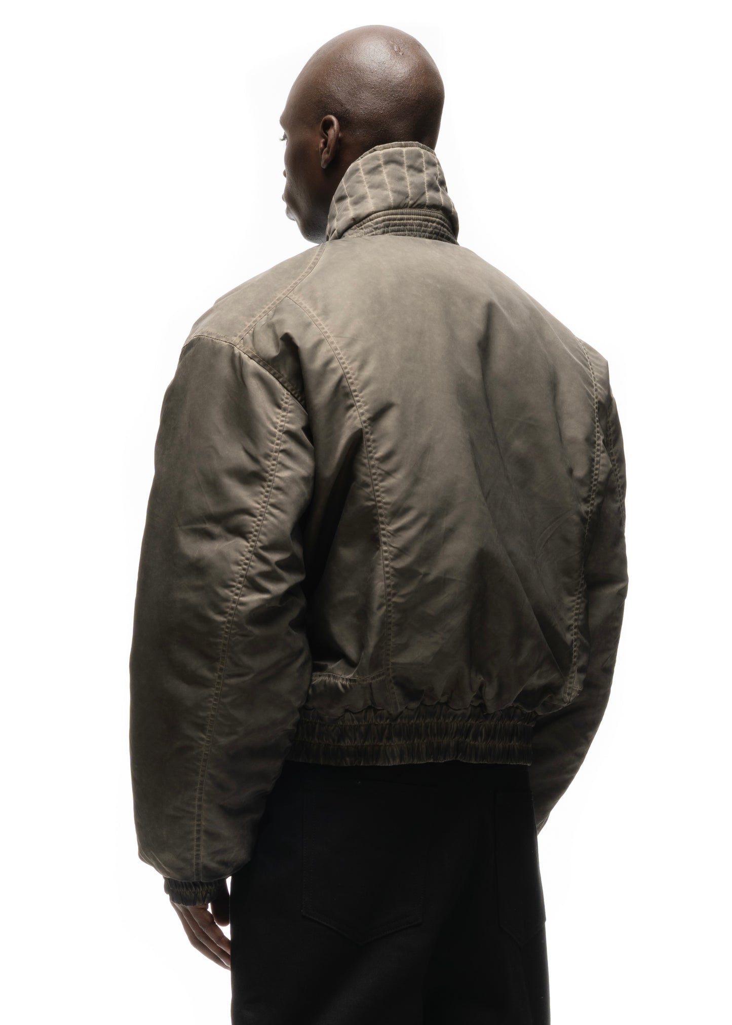 ASYMMETRICAL ZIP BOMBER JACKET USED BEIGE