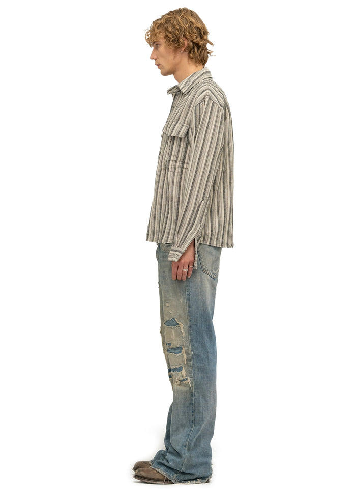 REWORKED STRIPE SHIRT GREY