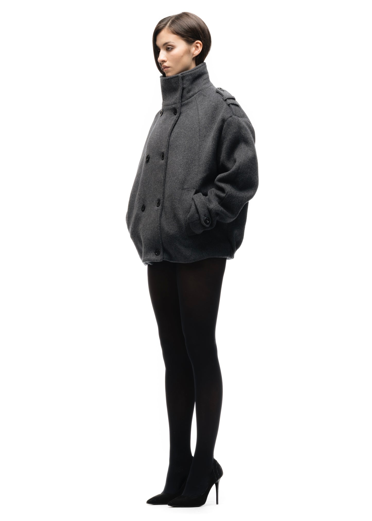 BUTTON UP MARINE JACKET GREY FEMALE