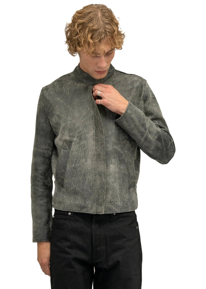 DRIVER ONE CUT STONE LEATHER JACKET