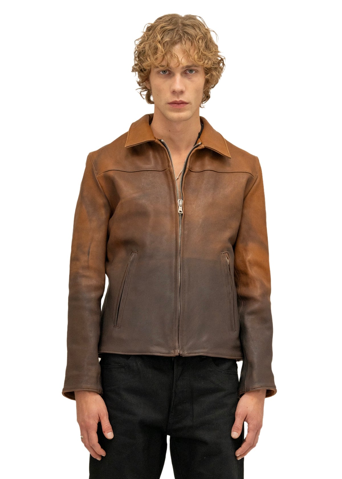 FADED BIKER ONE CUT LEATHER JACKET