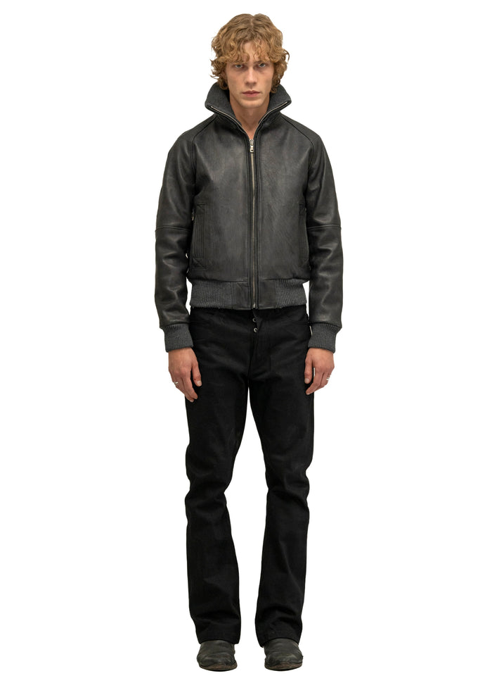 DUST ONE CUT LEATHER JACKET BLACK