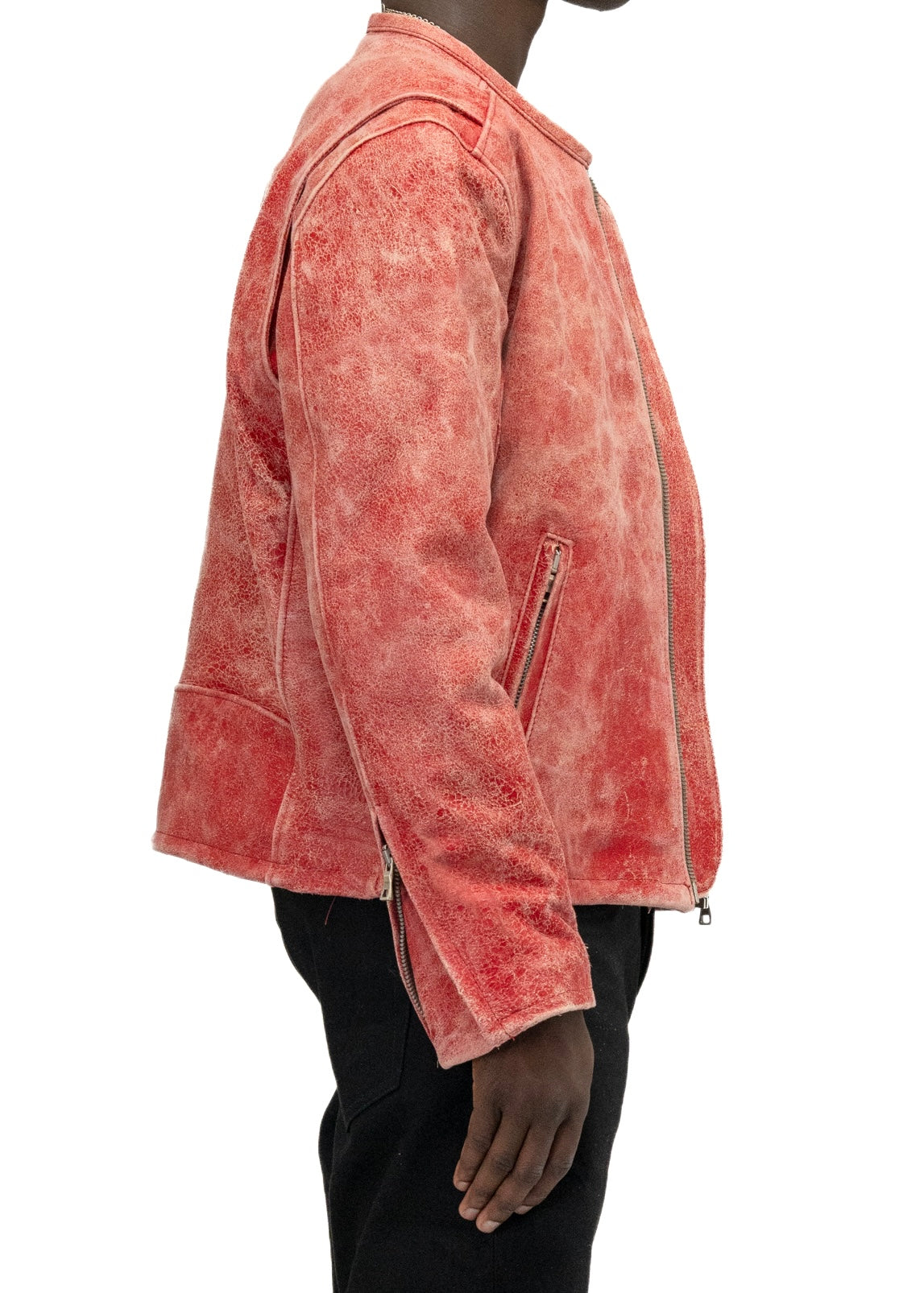 RED RACER CUT LEATHER JACKET