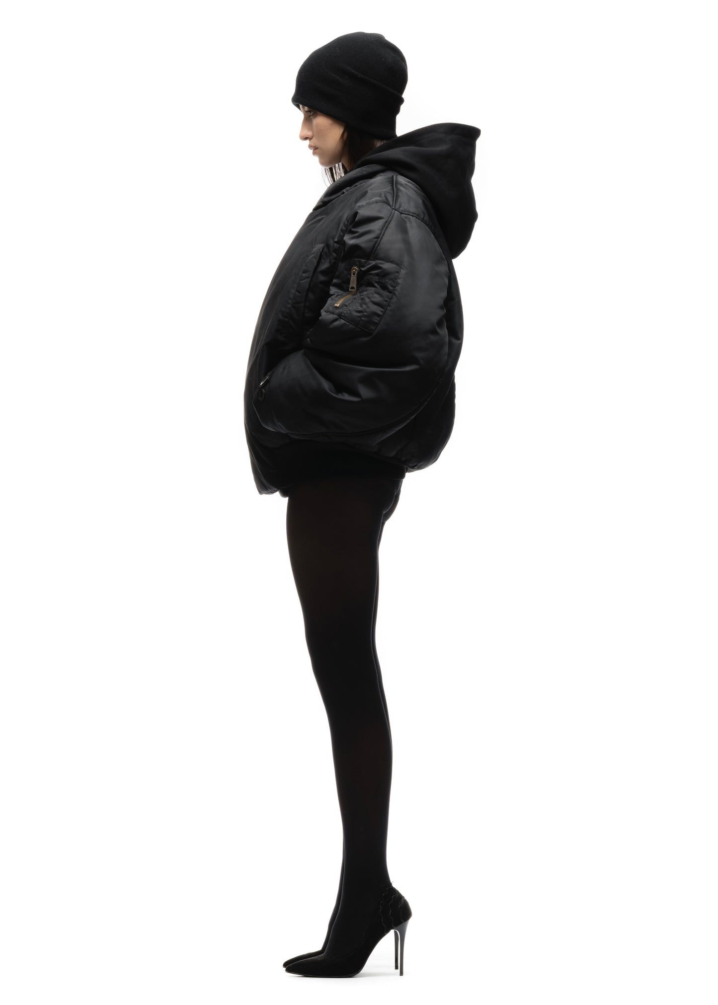 FENCING WAFFLE BOMBER JACKET BLACK FEMALE