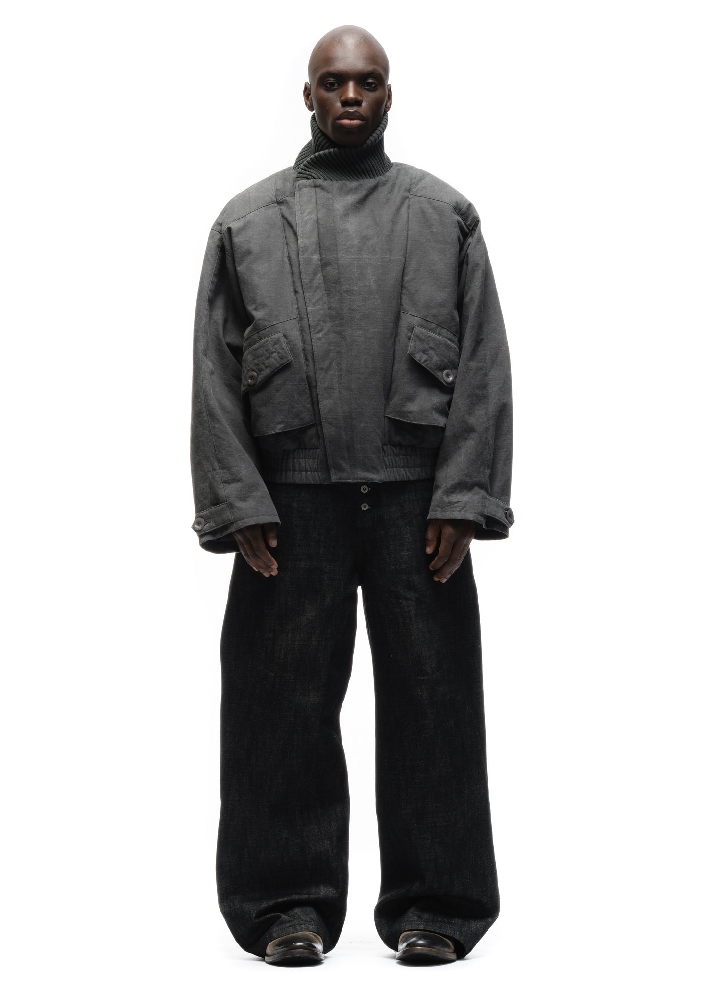 JAPANESE FLIGHT PADDED BOMBER JACKET STRUCTURED GREY