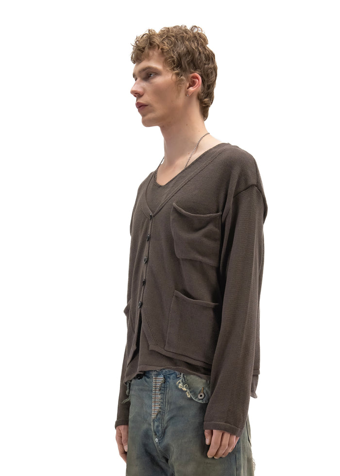 DOUBLE LAYERED KNIT CARDIGAN