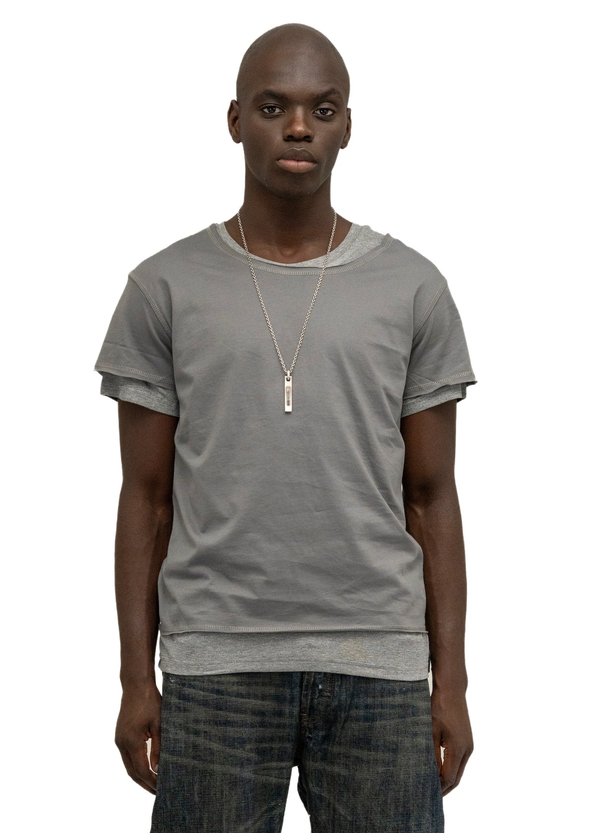 DOUBLE-LAYERED T-SHIRT GREY