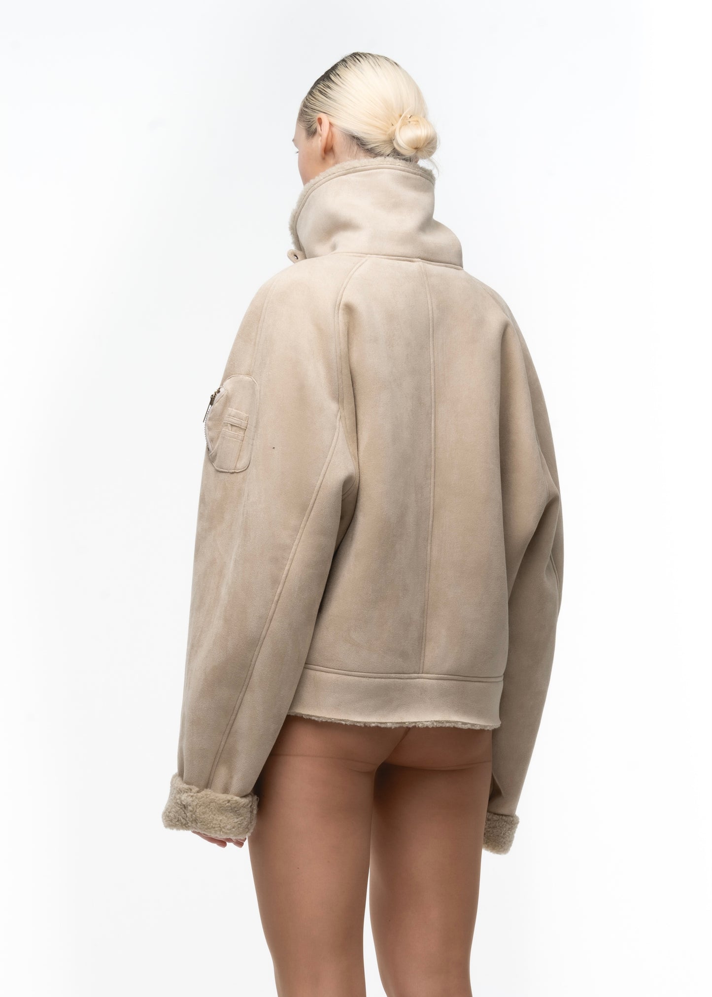 HEAVY FLIGHT SHEARLING JACKET BEIGE WOMEN'S CUT