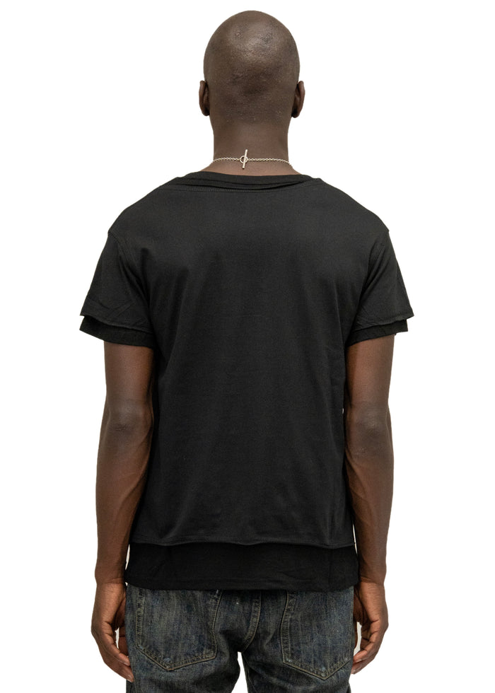 DOUBLE-LAYERED T-SHIRT BLACK