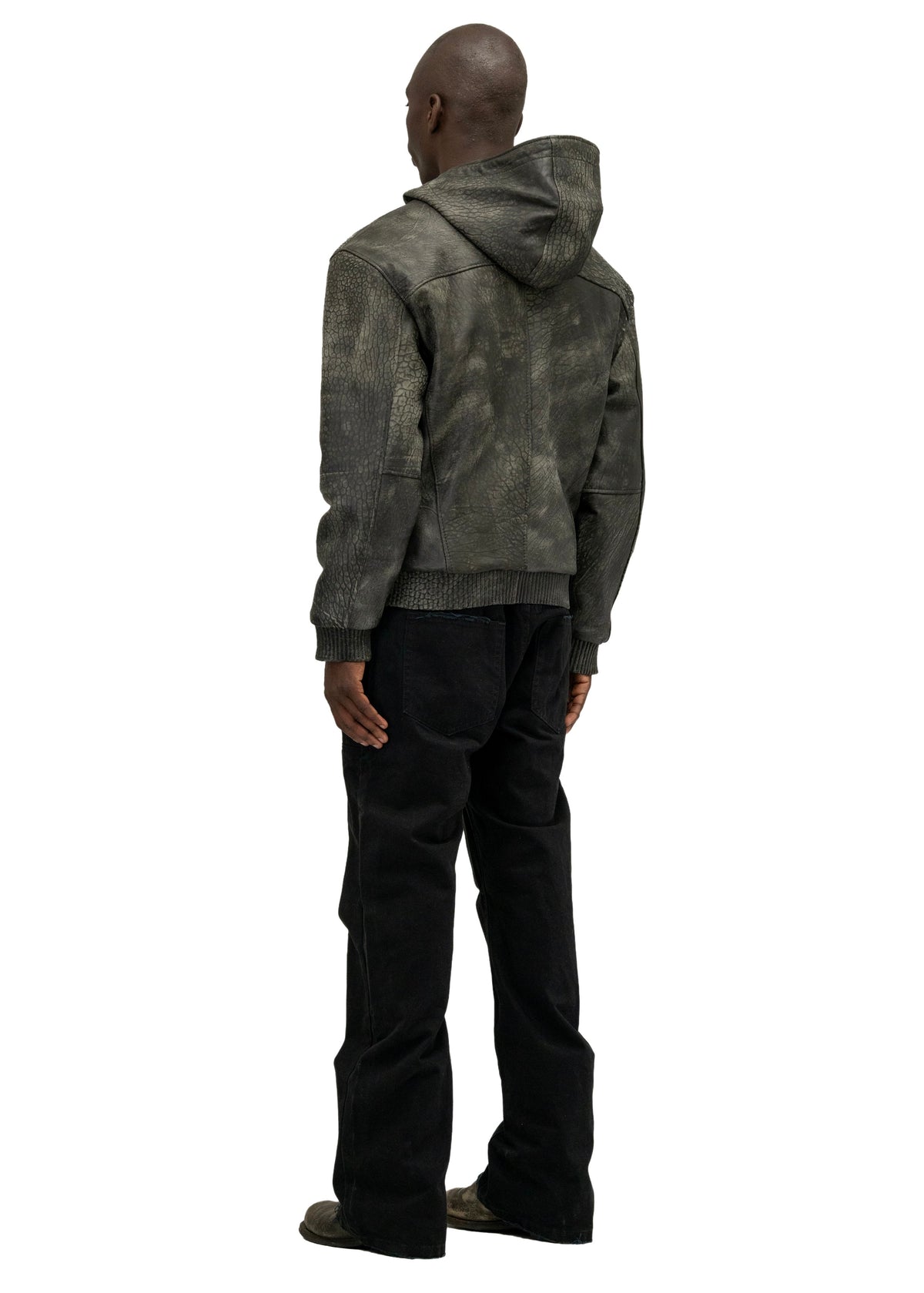 SCAR HOOD LEATHER JACKET GREEN