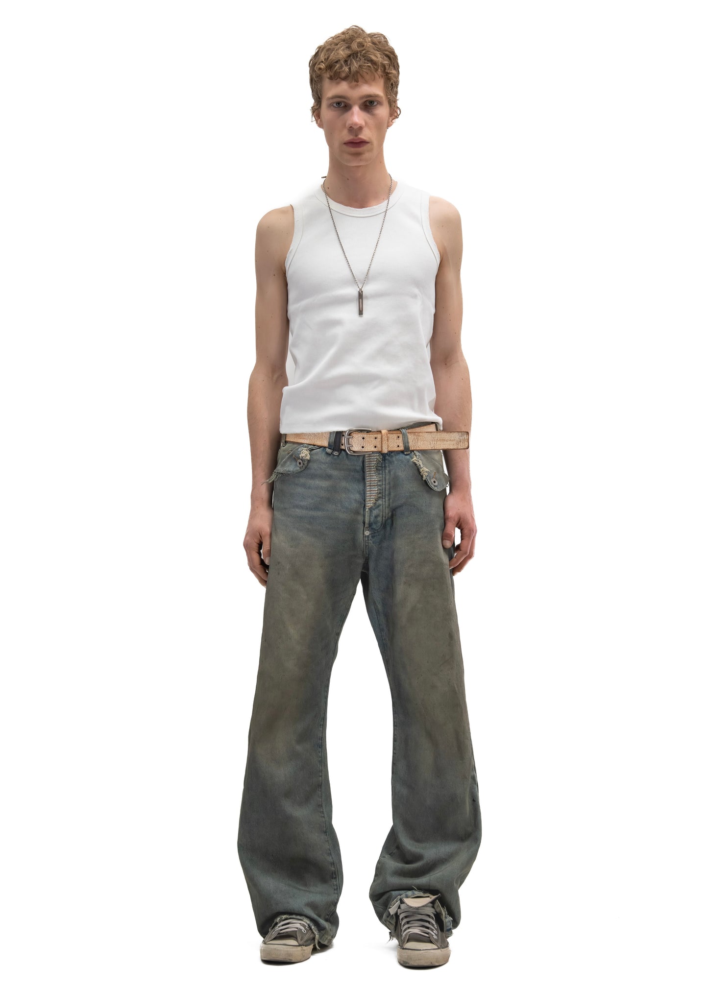 NO FAITH STUDDED BELT WHITE USED