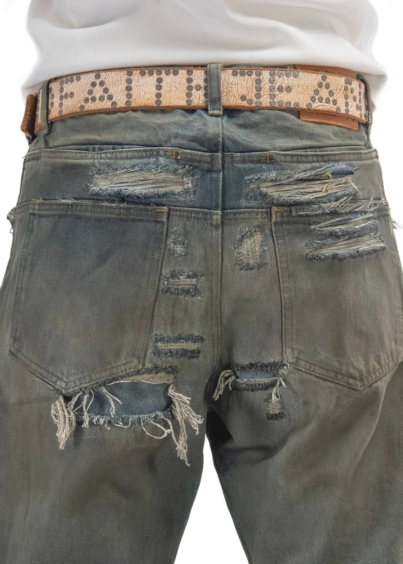 NO FAITH STUDDED BELT WHITE USED