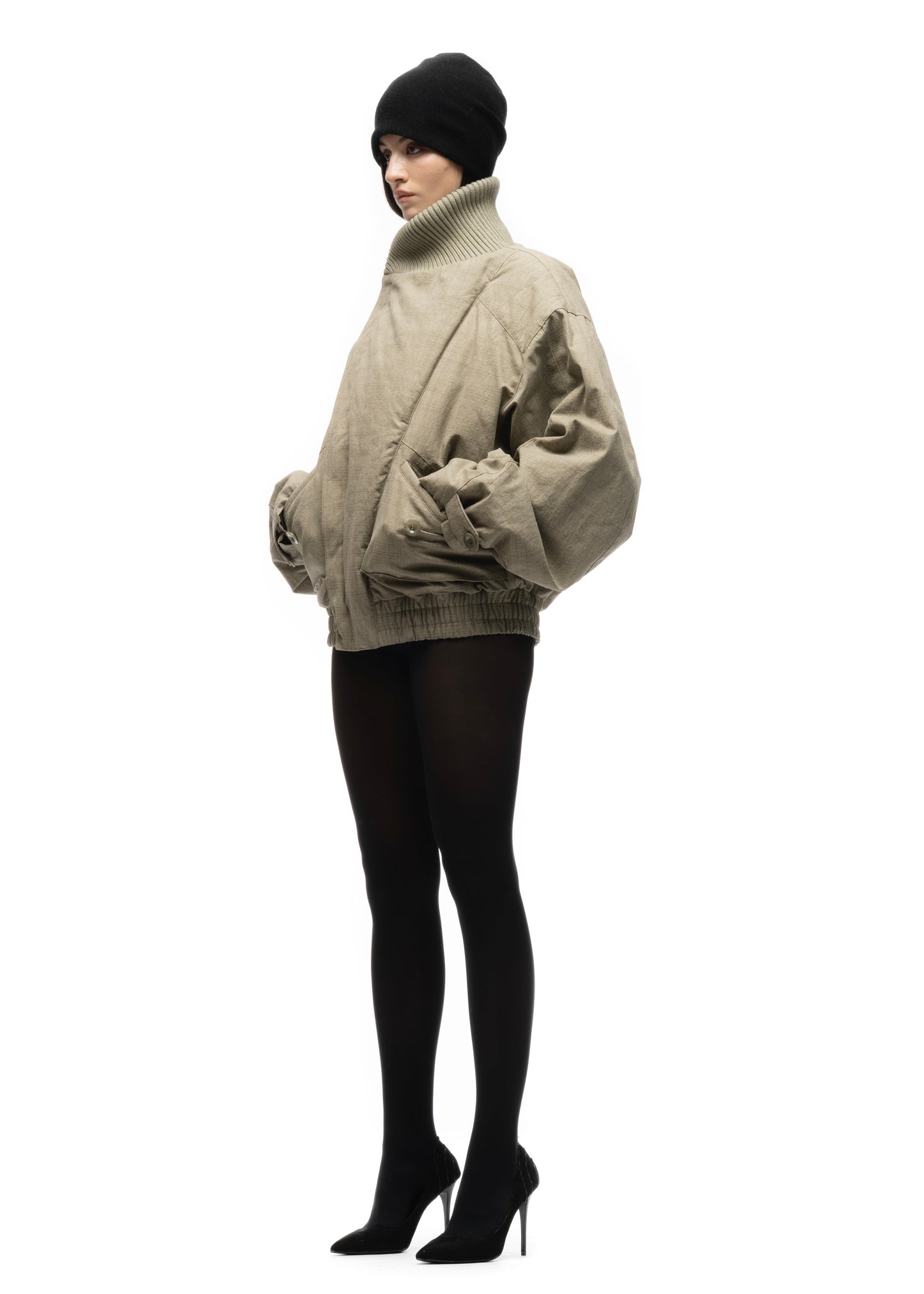 JAPANESE FLIGHT PADDED BOMBER JACKET CONCRETE BEIGE FEMALE