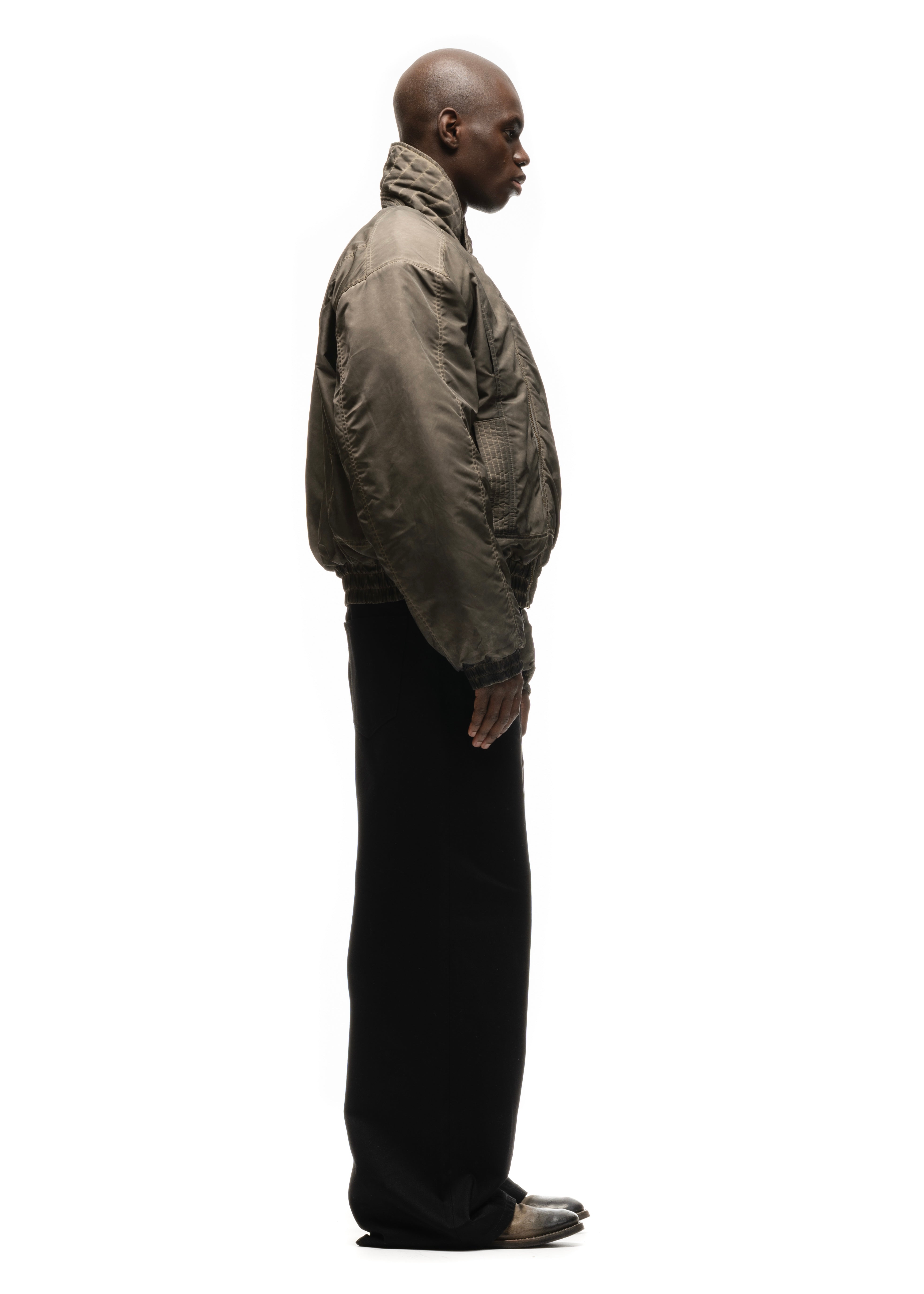 ASYMMETRICAL ZIP BOMBER JACKET USED BEIGE – NO/FAITH STUDIOS