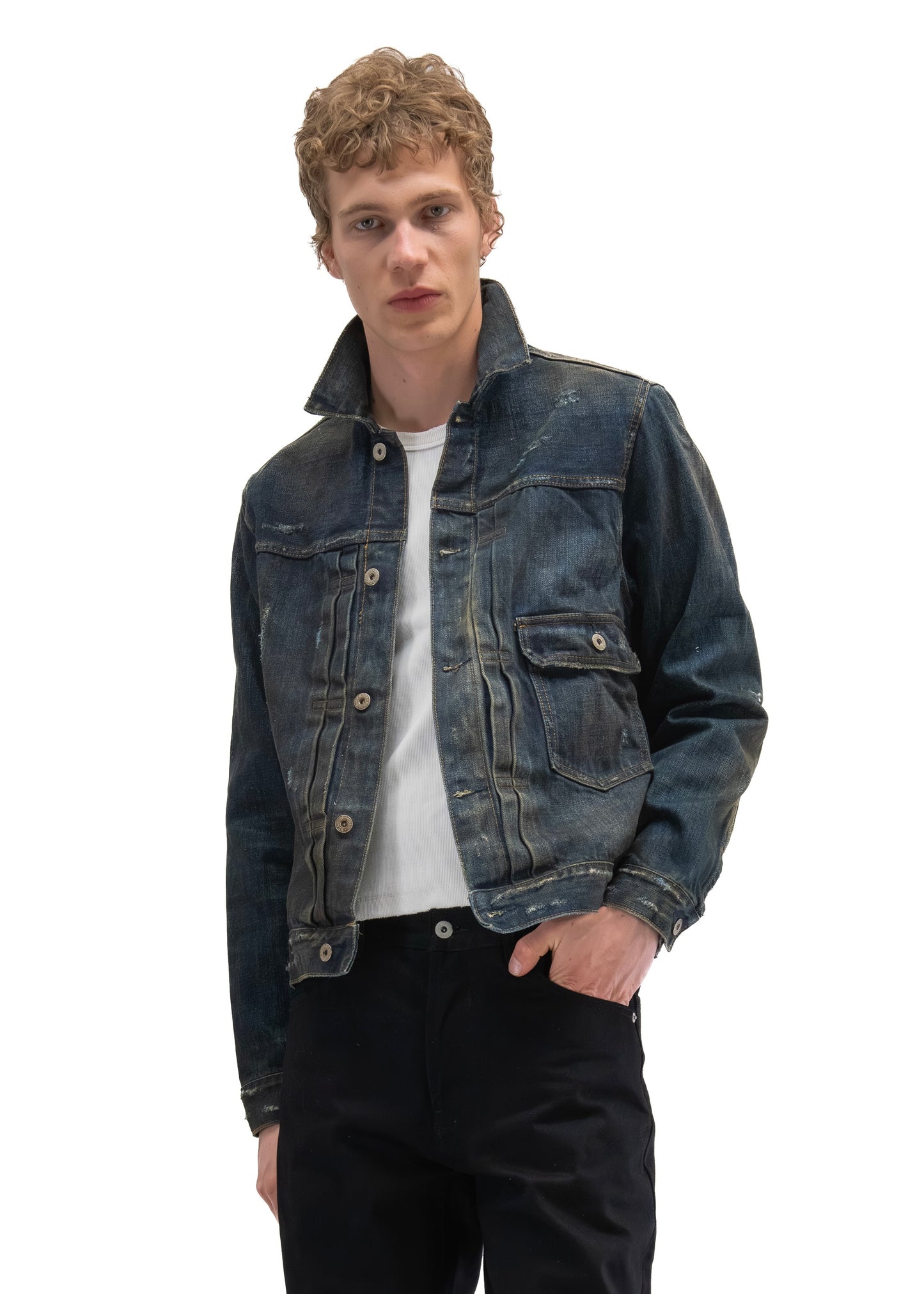 FADED BLUE DENIM TRUCKER
